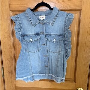 BiBi Light Blue Denim Ruffle Vest